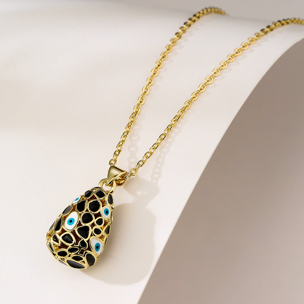 Venta al por mayor Devil Eye Waterdrop Collares de cobre chapados en oro